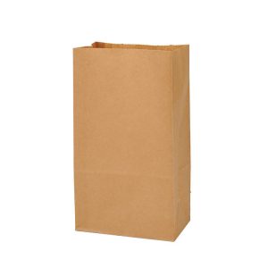 custom printed eco friendly recyclable brown kraft paper square flat bottom paper bags for fruit shopping packaging