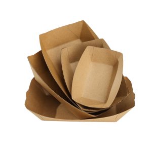 custom disposable waterproof and oil proof kraft paper tray boxes, special packaging boxes for catering and fast food restaurants