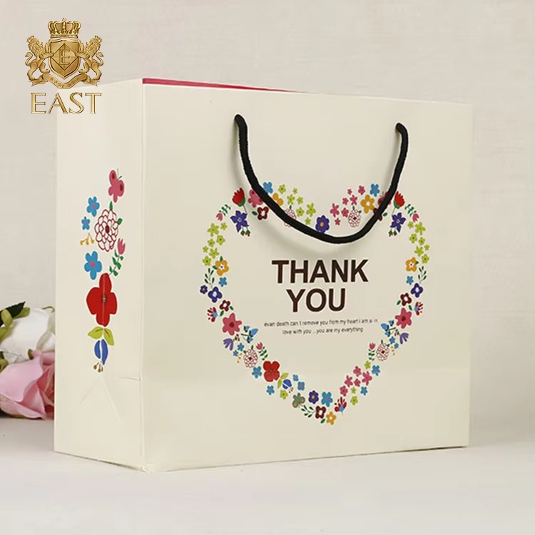 floral heart thank you gift bags, white kraft paper shopping bags with handles, custom printed thank you bags for weddings, birthdays, parties floral heart thank you gift bags, white kraft paper shopping bags with handles, custom printed thank you bags for weddings, birthdays, parties