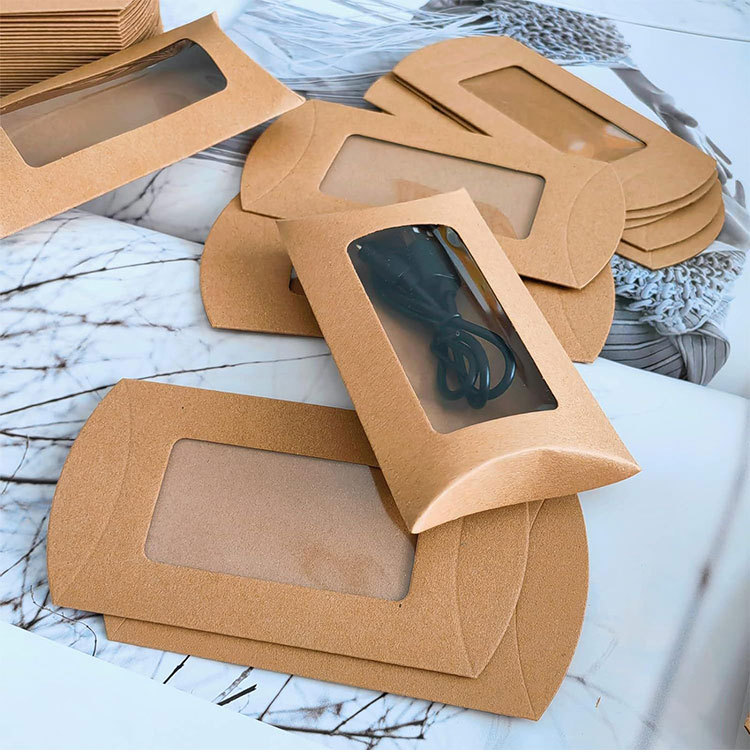 creative pillow shaped paper box, kraft paper window box, packaging box for small ornaments & candies, white cardboard pillow box creative pillow shaped paper box, kraft paper window box, packaging box for small ornaments & candies, white cardboard pillow box