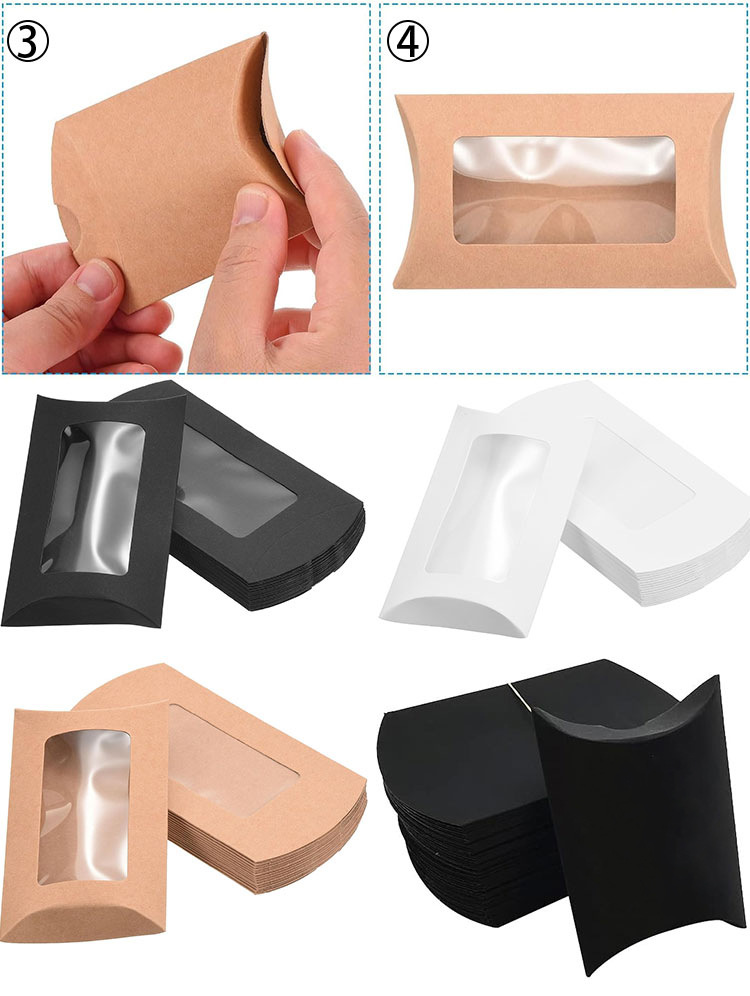 creative pillow shaped paper box, kraft paper window box, packaging box for small ornaments & candies, white cardboard pillow box creative pillow shaped paper box, kraft paper window box, packaging box for small ornaments & candies, white cardboard pillow box