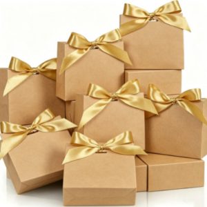 kraft paper hand held gift box with ribbon, suitable for chocolate, candies, wedding favor boxes, gifts for weddings, birthday parties and small gift bags