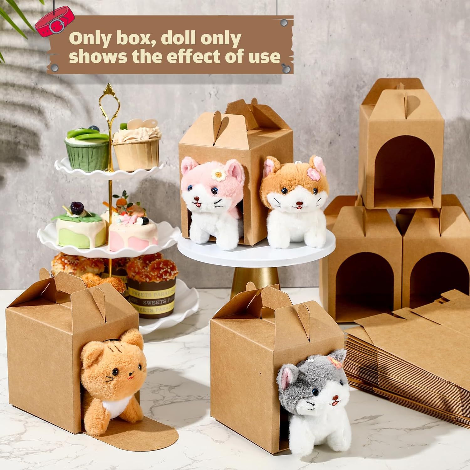 diy kraft paper dog house shaped handheld window box, handmade paper box for birthday & festival party supplies diy kraft paper dog house shaped handheld window box, handmade paper box for birthday & festival party supplies