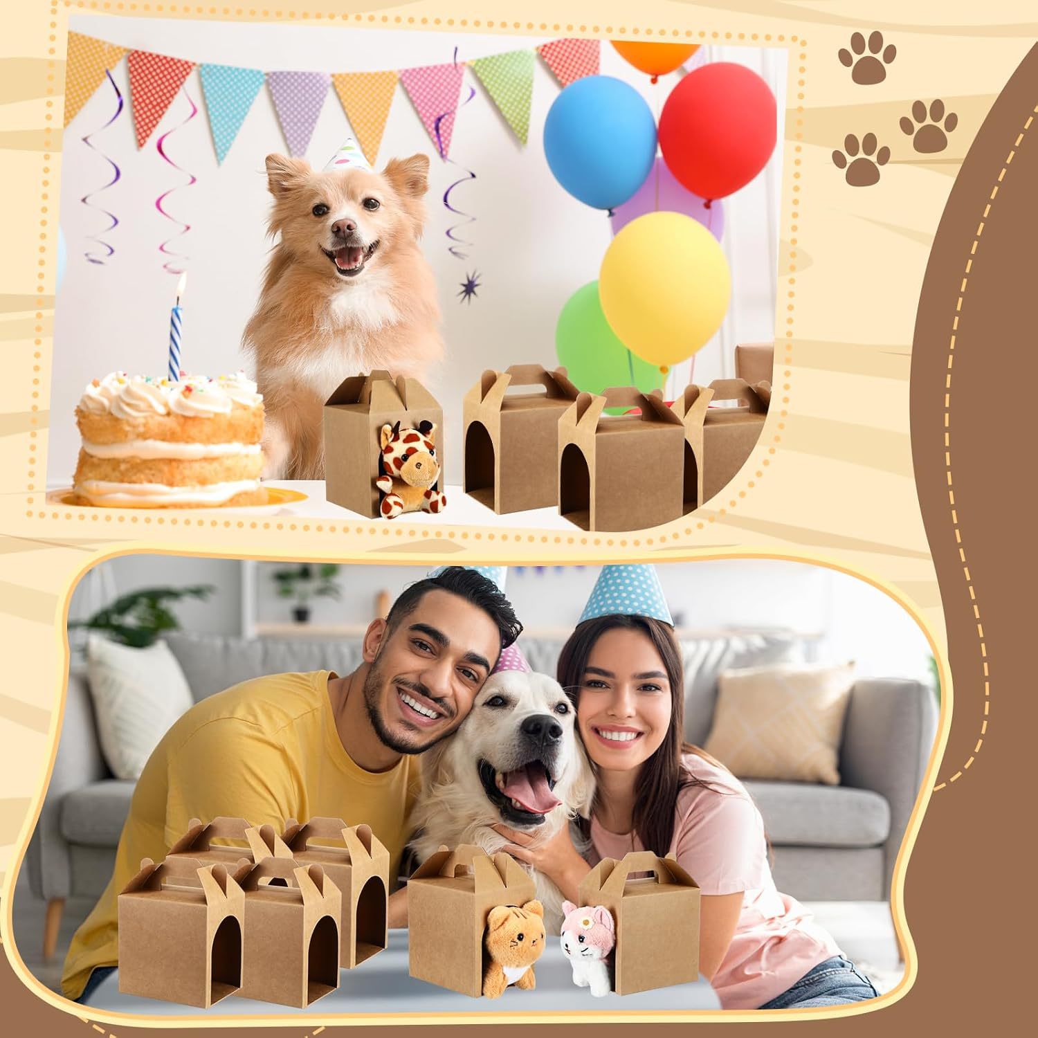 diy kraft paper dog house shaped handheld window box, handmade paper box for birthday & festival party supplies diy kraft paper dog house shaped handheld window box, handmade paper box for birthday & festival party supplies