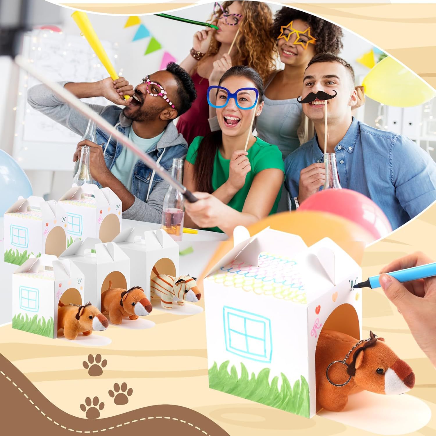 diy kraft paper dog house shaped handheld window box, handmade paper box for birthday & festival party supplies diy kraft paper dog house shaped handheld window box, handmade paper box for birthday & festival party supplies