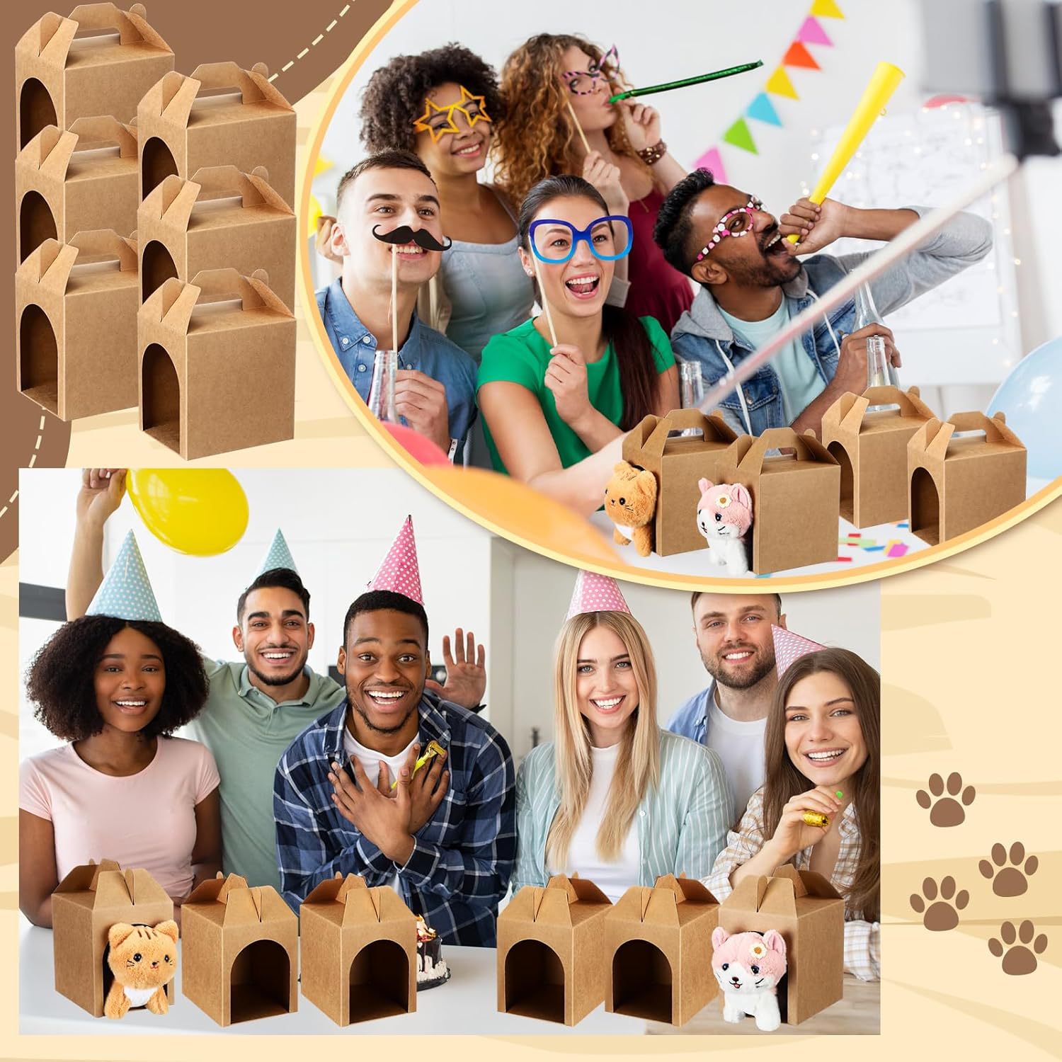 diy kraft paper dog house shaped handheld window box, handmade paper box for birthday & festival party supplies diy kraft paper dog house shaped handheld window box, handmade paper box for birthday & festival party supplies