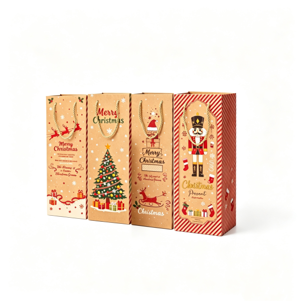 1-Bottle Wine Carrier Bags Christmas Set