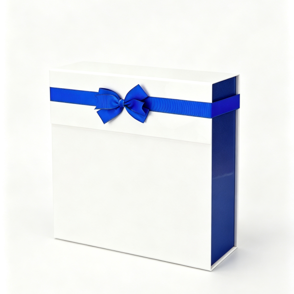 two-tone blue white pearlescent gift box