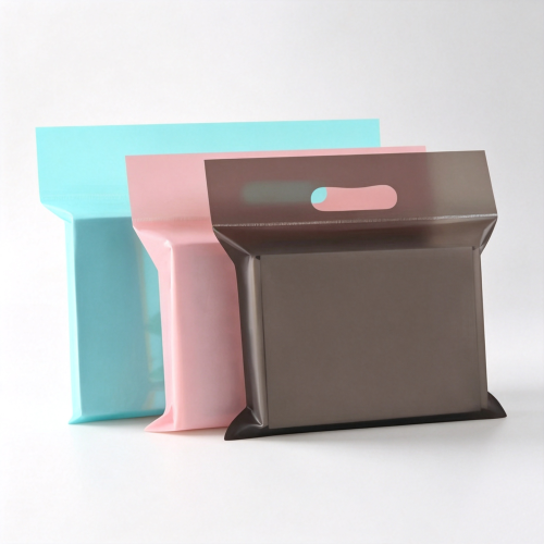 生成统一电商白底产品图 Colored Frosted Clear CPE Mailer Bag with Handle(100 PCS)