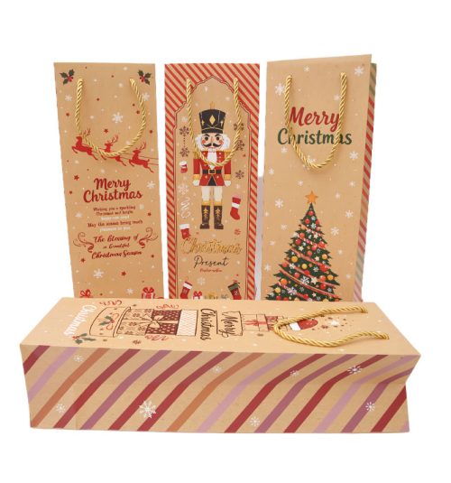 1-Bottle Wine Carrier Bags Christmas Set