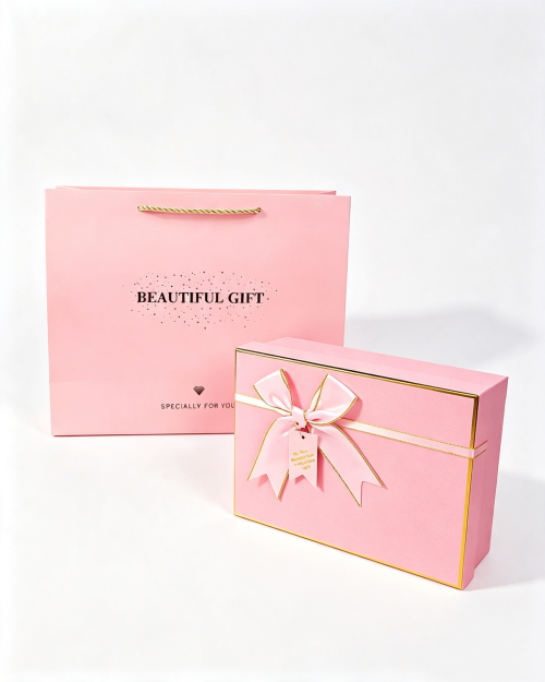 电商白底图生成 (3) pink gold-foiled gift box